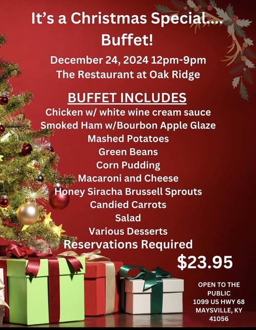 Christmas Eve Dinner Menu 2024 The Restaurant at Oak Ridge